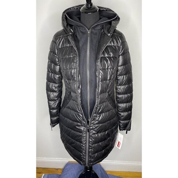 French Connection Womens SMALL Black Dickey Insert Softshell Puffer‎ Jacket Coat - Picture 4 of 9